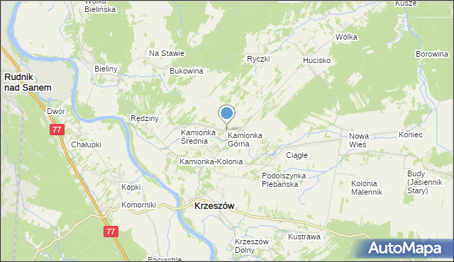 mapa Kamionka Górna, Kamionka Górna na mapie Targeo